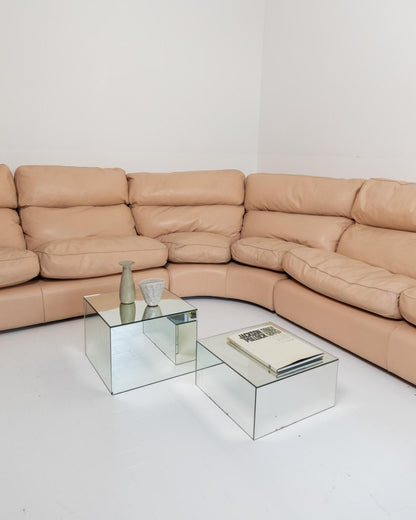 Vintage Sofa Petronio von Tito Agnoli für Poltrona Frau Blush Rosa Leder