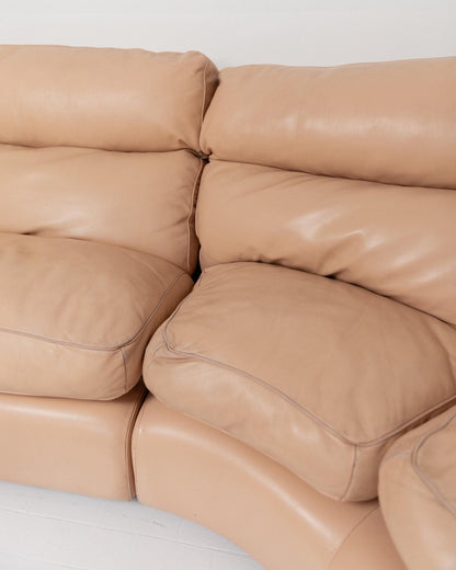 Vintage Sofa Petronio von Tito Agnoli für Poltrona Frau Blush Rosa Leder