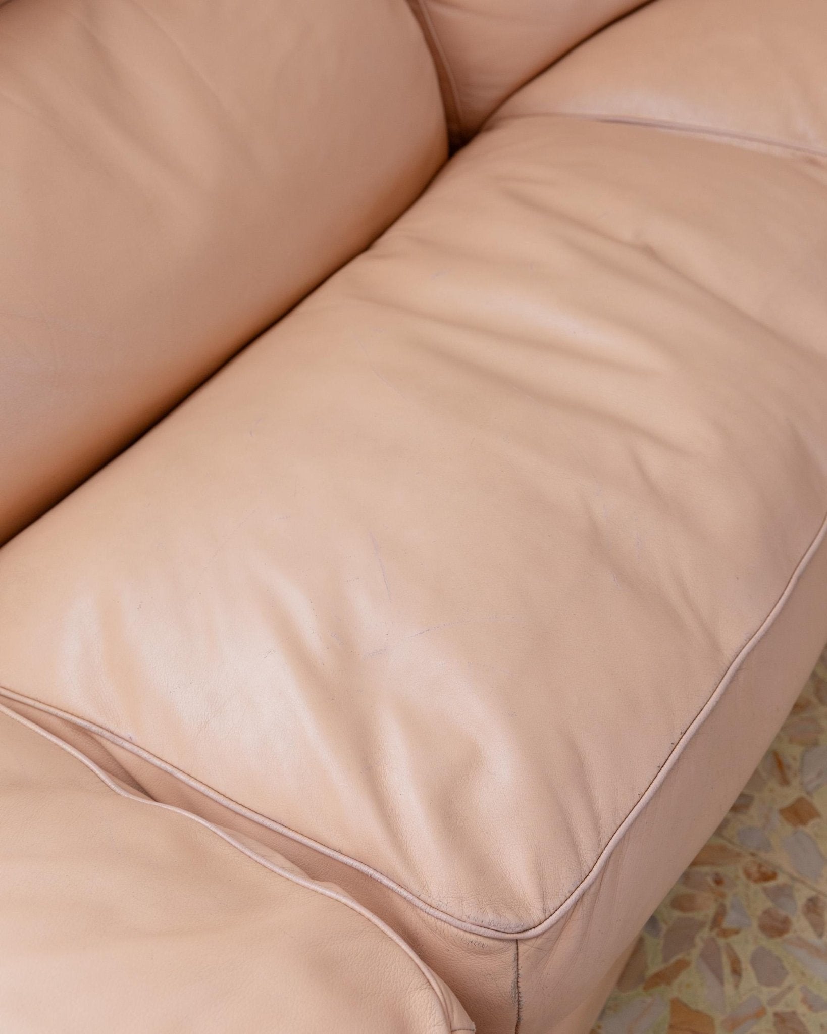 Vintage Sofa Petronio von Tito Agnoli für Poltrona Frau Blush Rosa Leder