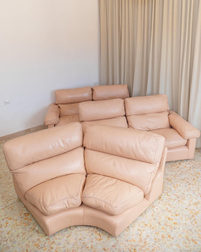 Vintage Sofa Petronio von Tito Agnoli für Poltrona Frau Blush Rosa Leder