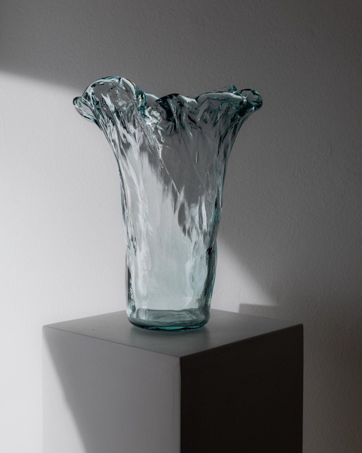 Vintage Vase Murano Glas von Murano für Italien, großes Blasenglas, blau, 1970er