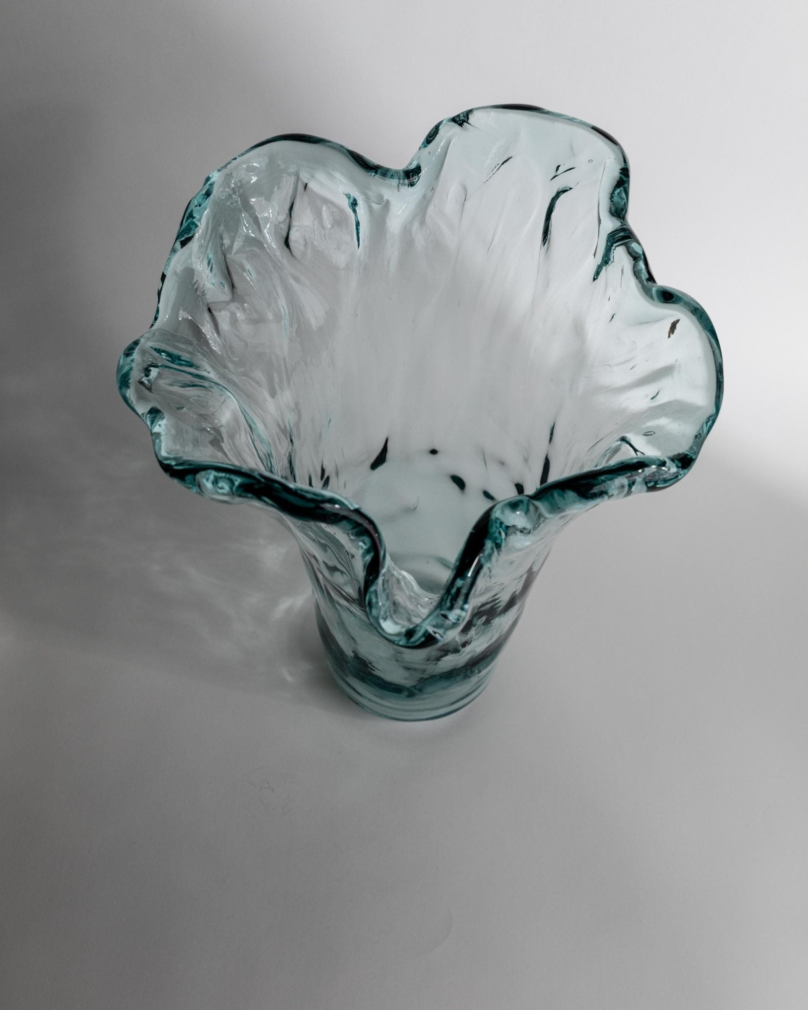 Vintage Vase Murano Glas von Murano für Italien, großes Blasenglas, blau, 1970er