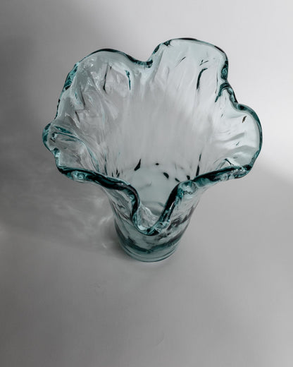 Vintage Vase Murano Glas von Murano für Italien, großes Blasenglas, blau, 1970er