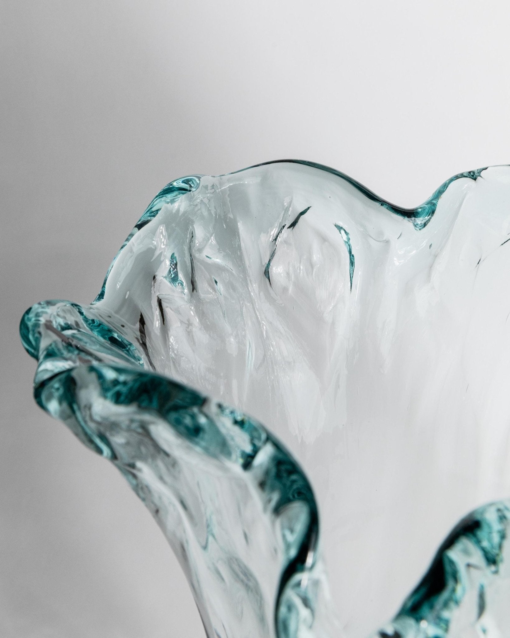 Vintage Vase Murano Glas von Murano für Italien, großes Blasenglas, blau, 1970er