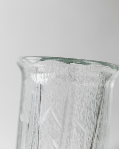 Vintage Glasvase mit Blattmotiv von Fidenza Italien