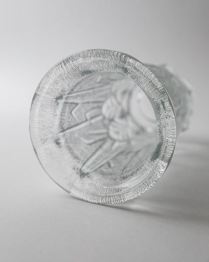 Vintage Glasvase mit Blattmotiv von Fidenza Italien