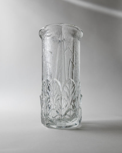 Vintage Glasvase mit Blattmotiv von Fidenza Italien