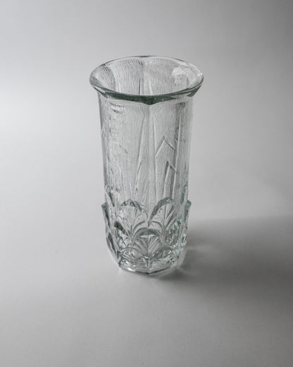 Vintage Glasvase mit Blattmotiv von Fidenza Italien