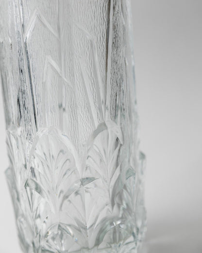 Vintage Glasvase mit Blattmotiv von Fidenza Italien