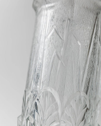 Vintage Glasvase mit Blattmotiv von Fidenza Italien