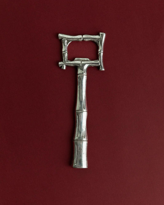 Vintage Flaschenöffner Bamboo Design silberfarben retro