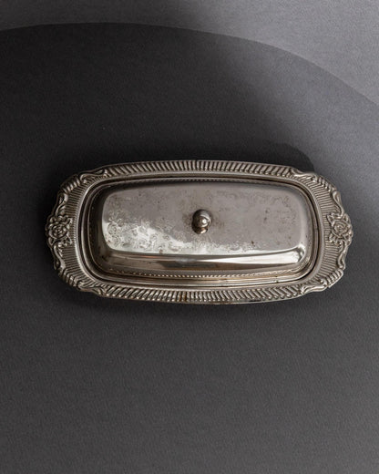 Vintage Butterdose versilbert mit Gravur