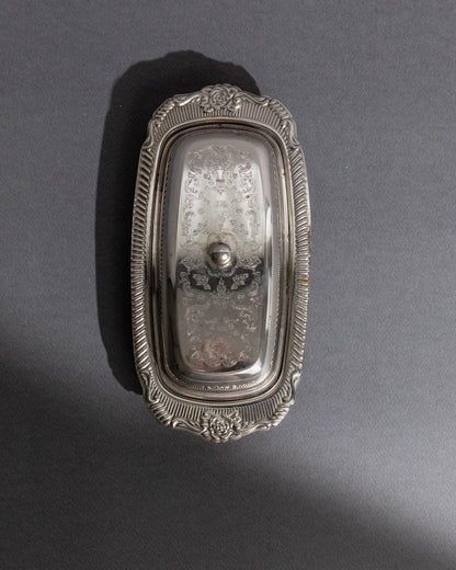 Vintage Butterdose versilbert mit Gravur