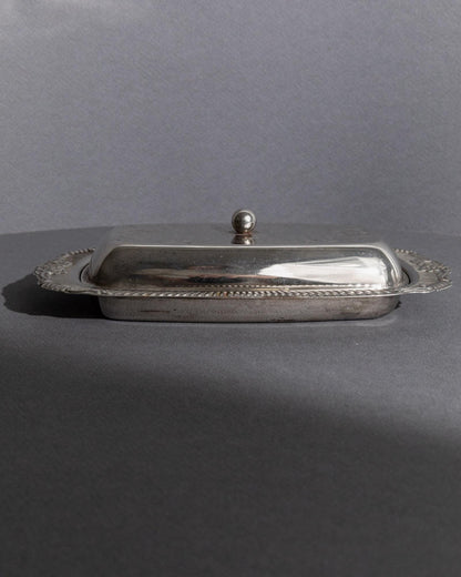 Vintage Butterdose versilbert mit Gravur