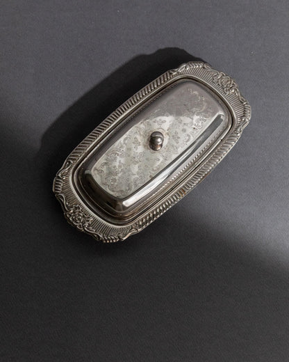 Vintage Butterdose versilbert mit Gravur