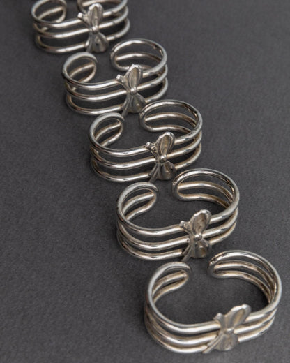 Vintage Serviettenring Ribbon Set von 6