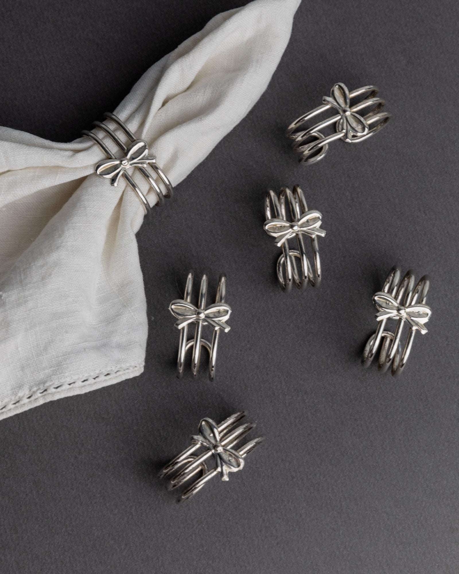 Vintage Serviettenring Ribbon Set von 6