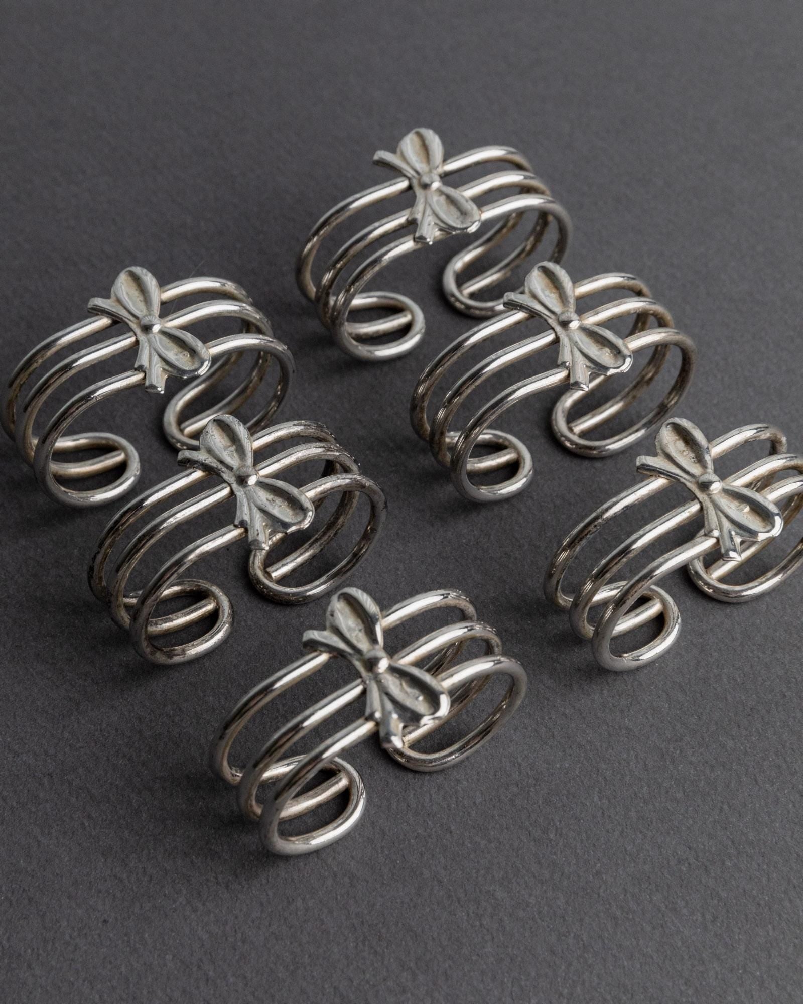 Vintage Serviettenring Ribbon Set von 6