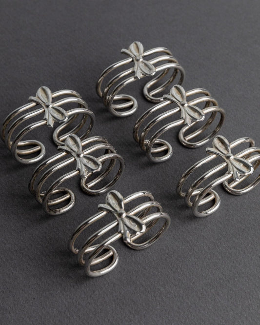Vintage Serviettenring Ribbon Set von 6