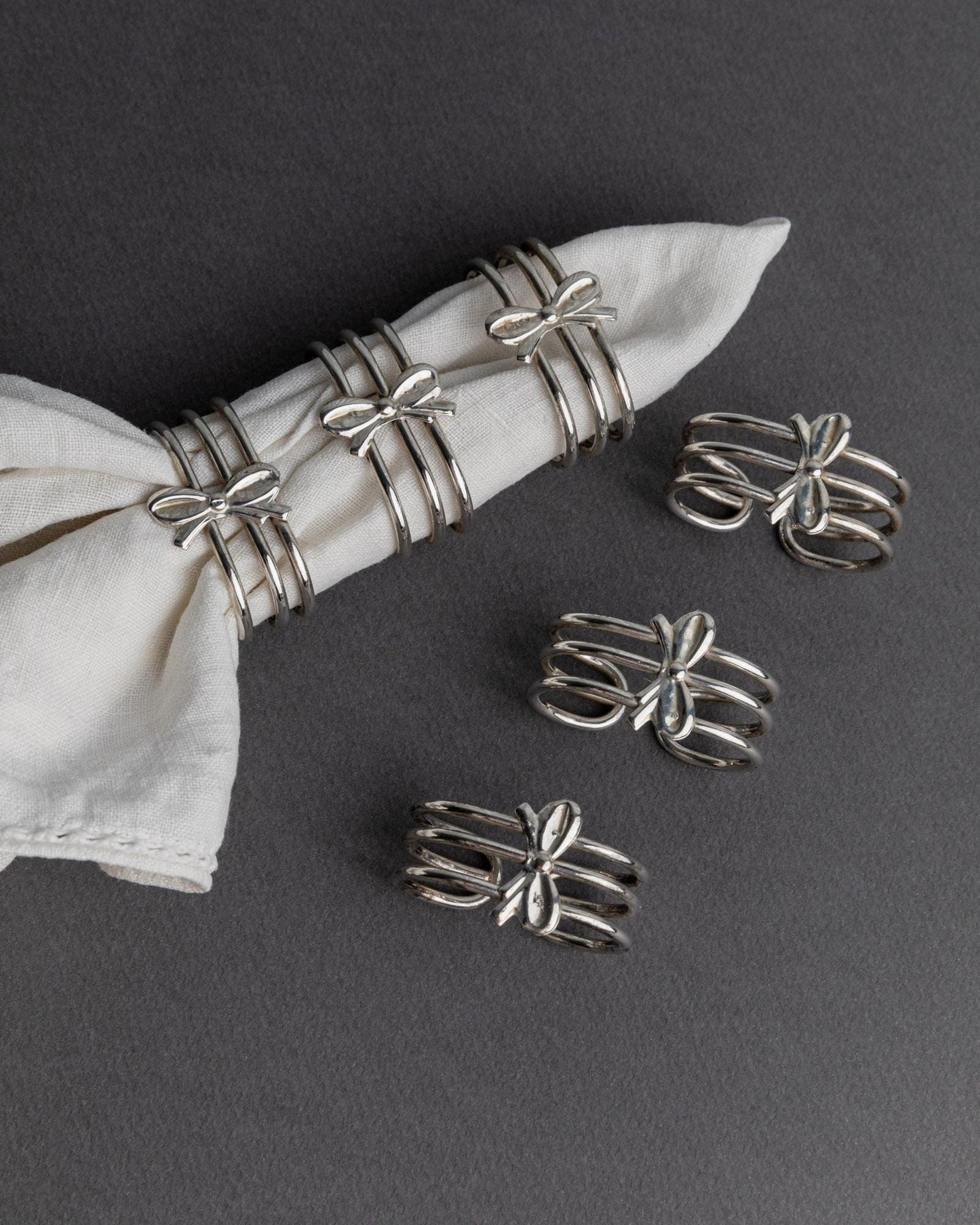 Vintage Serviettenring Ribbon Set von 6