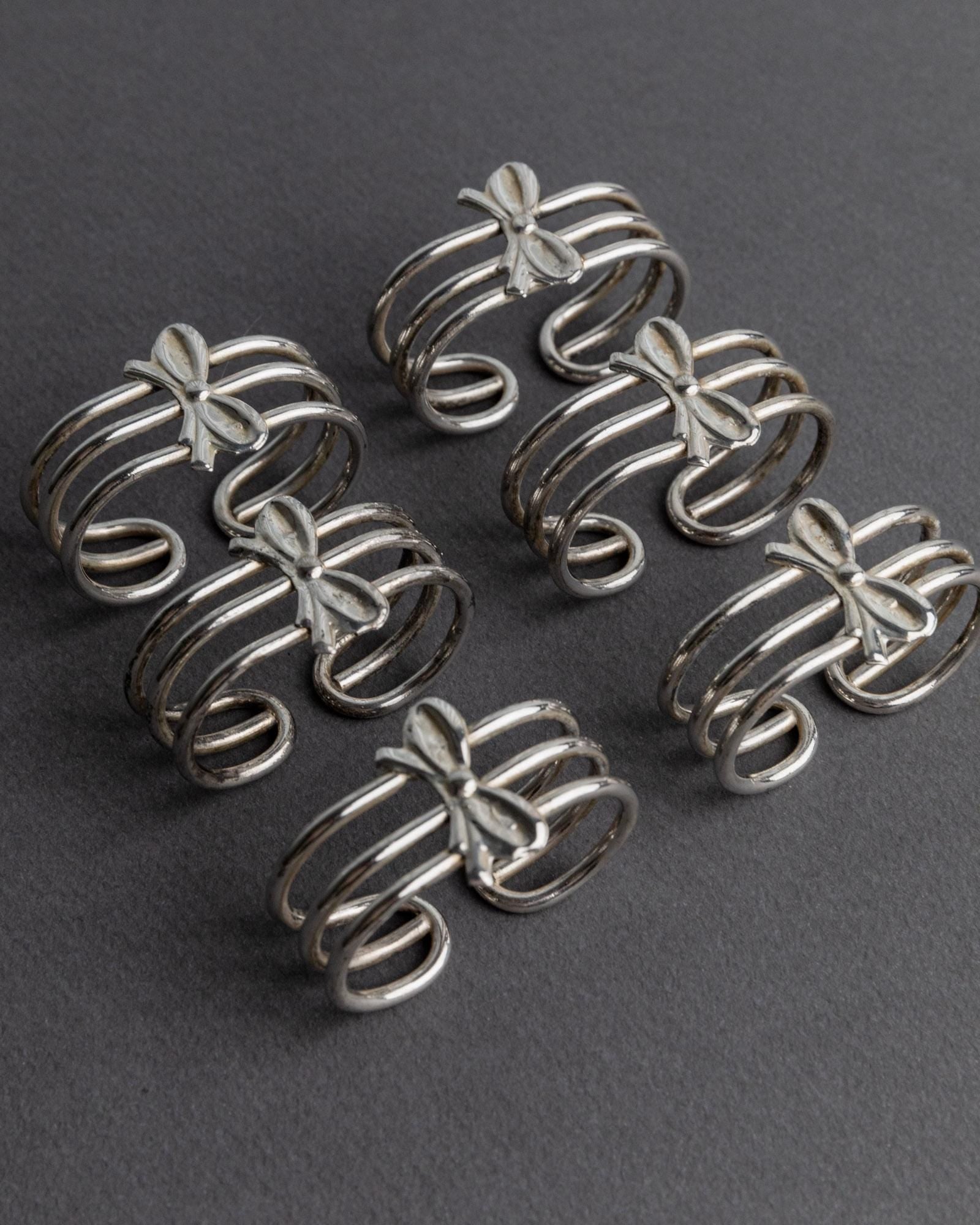 Vintage Serviettenring Ribbon Set von 6