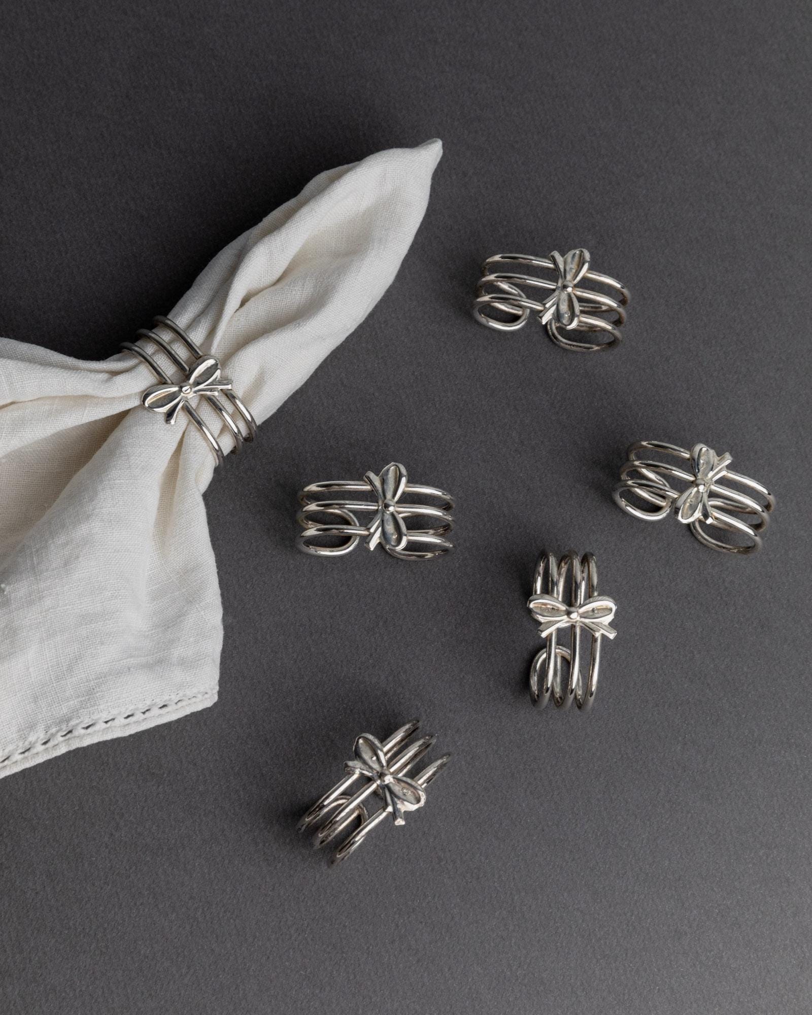 Vintage Serviettenring Ribbon Set von 6