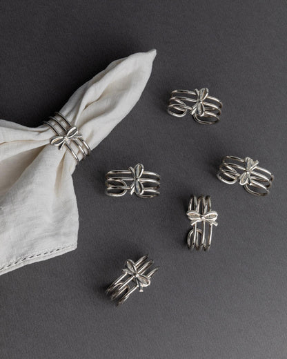 Vintage Serviettenring Ribbon Set von 6