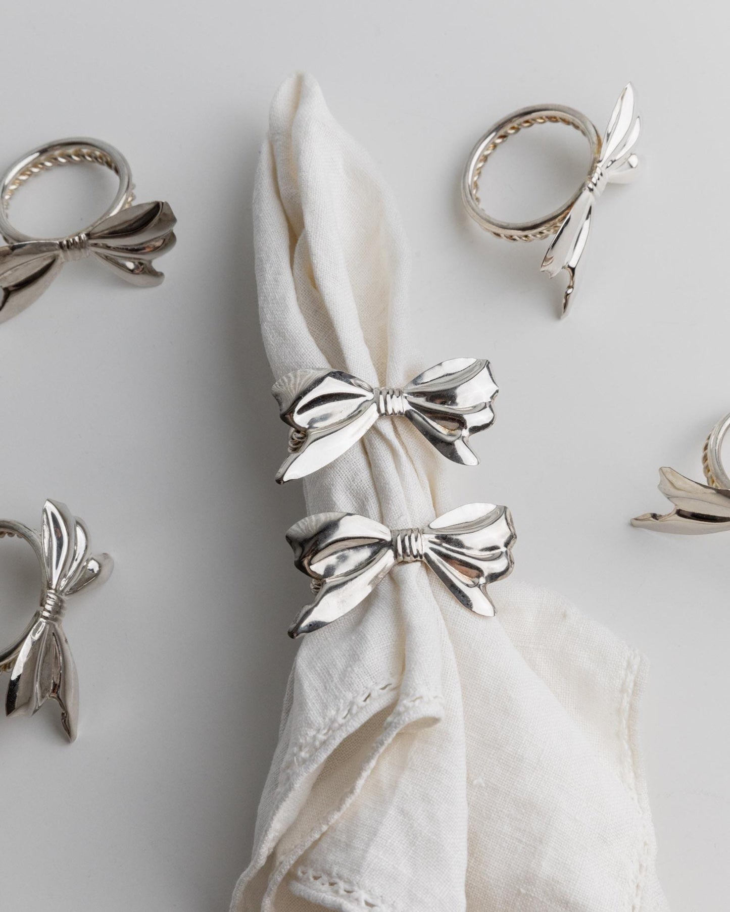 Vintage Serviettenring Ribbon Set von 6
