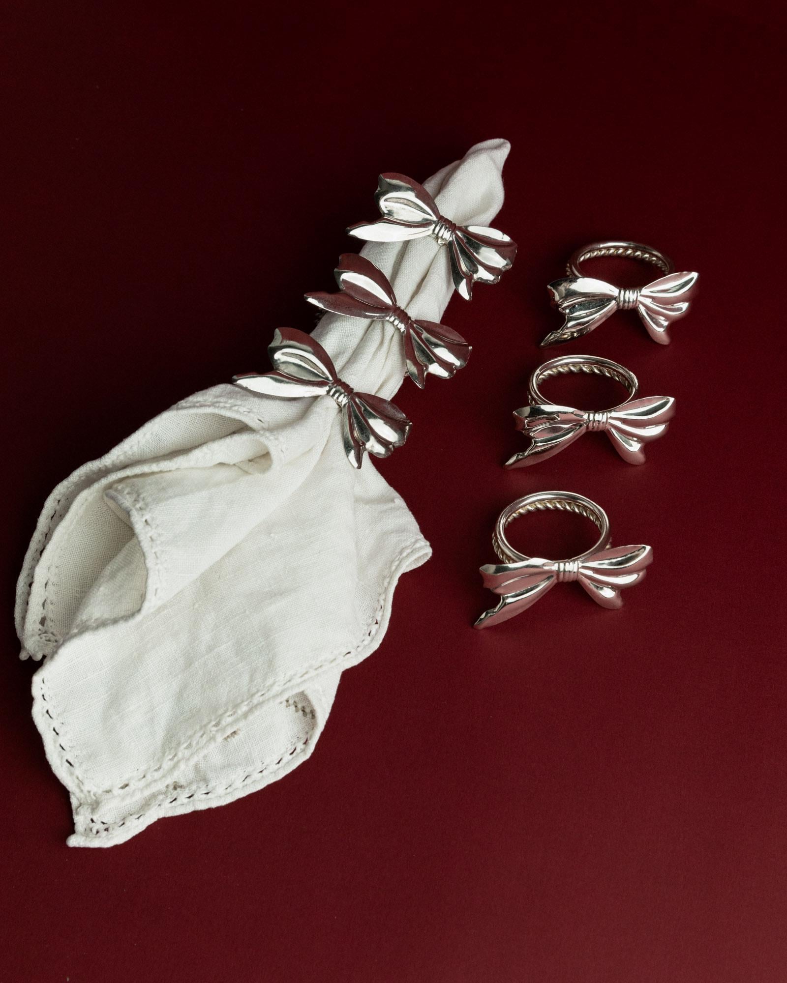 Vintage Serviettenring Ribbon Set von 6