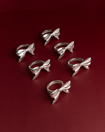 Vintage Serviettenring Ribbon Set von 6