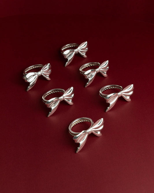 Vintage Serviettenring Ribbon Set von 6