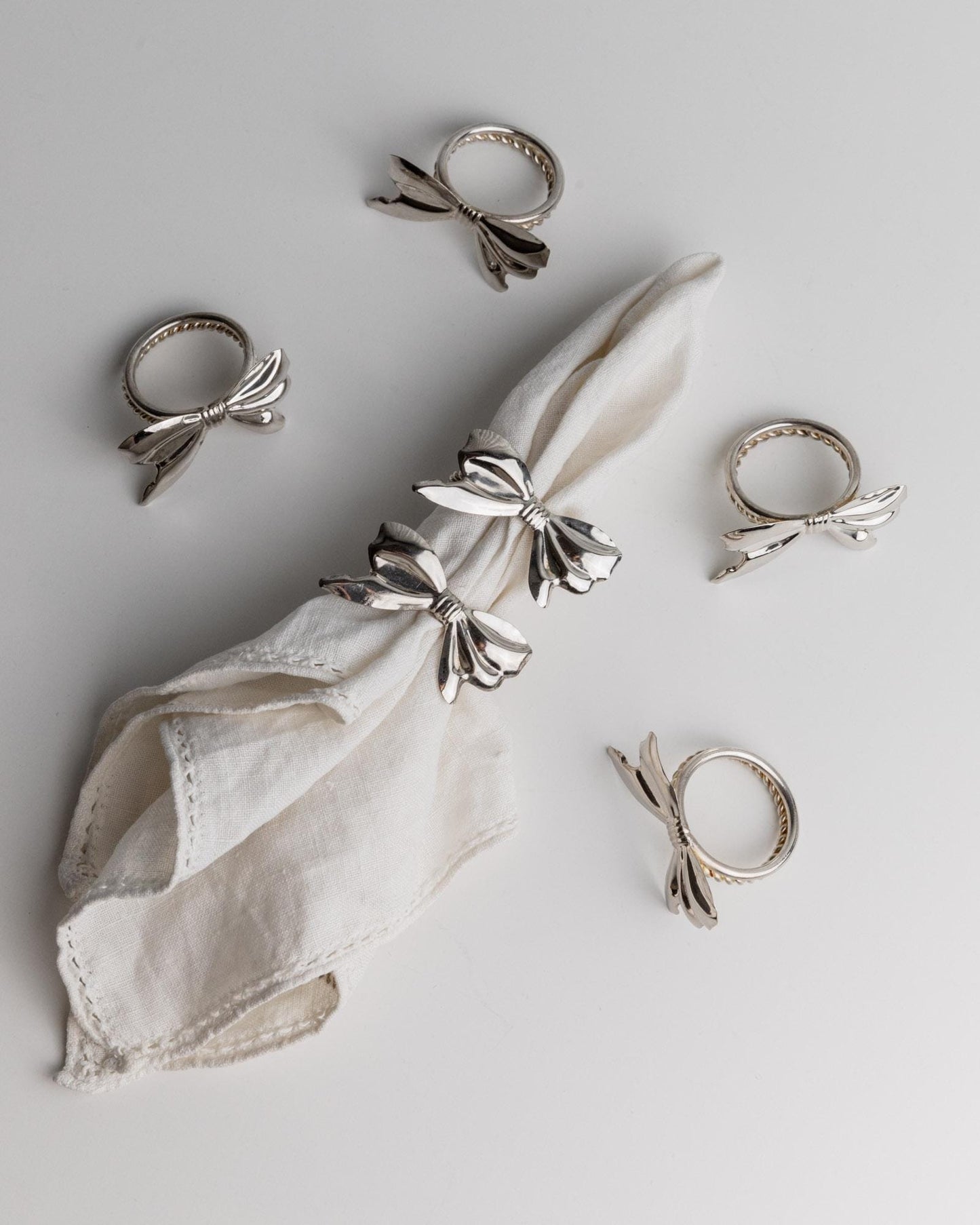 Vintage Serviettenring Ribbon Set von 6
