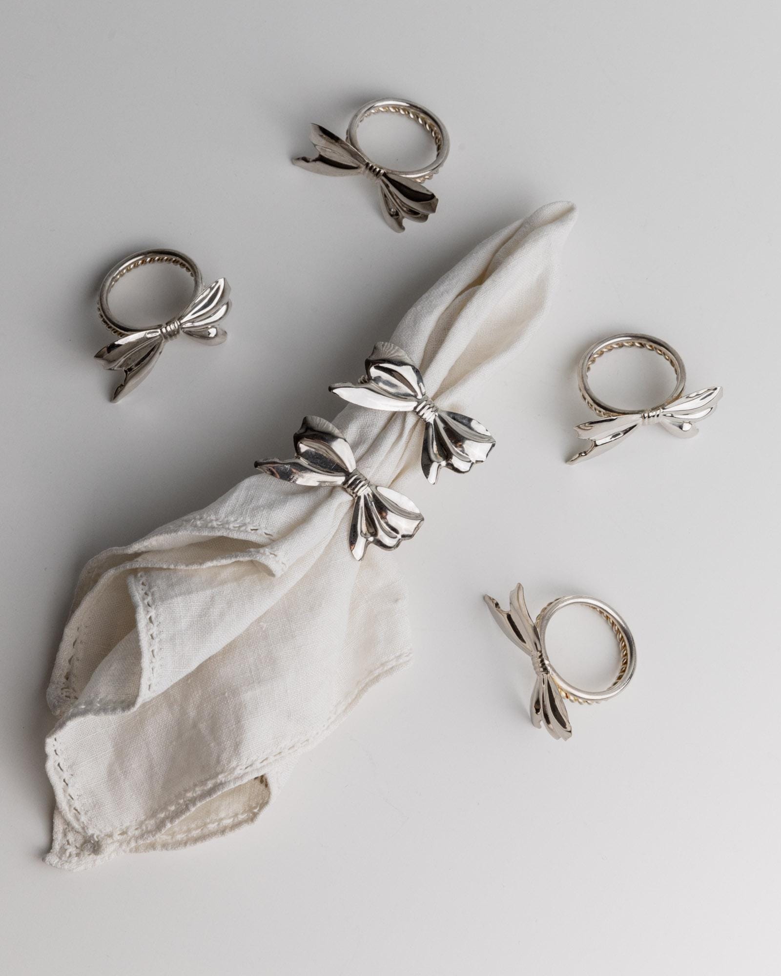 Vintage Serviettenring Ribbon Set von 6
