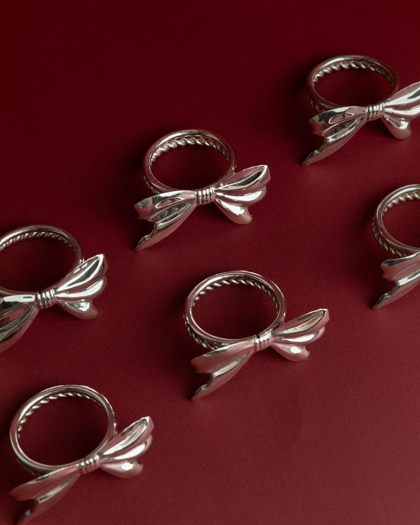 Vintage Serviettenring Ribbon Set von 6