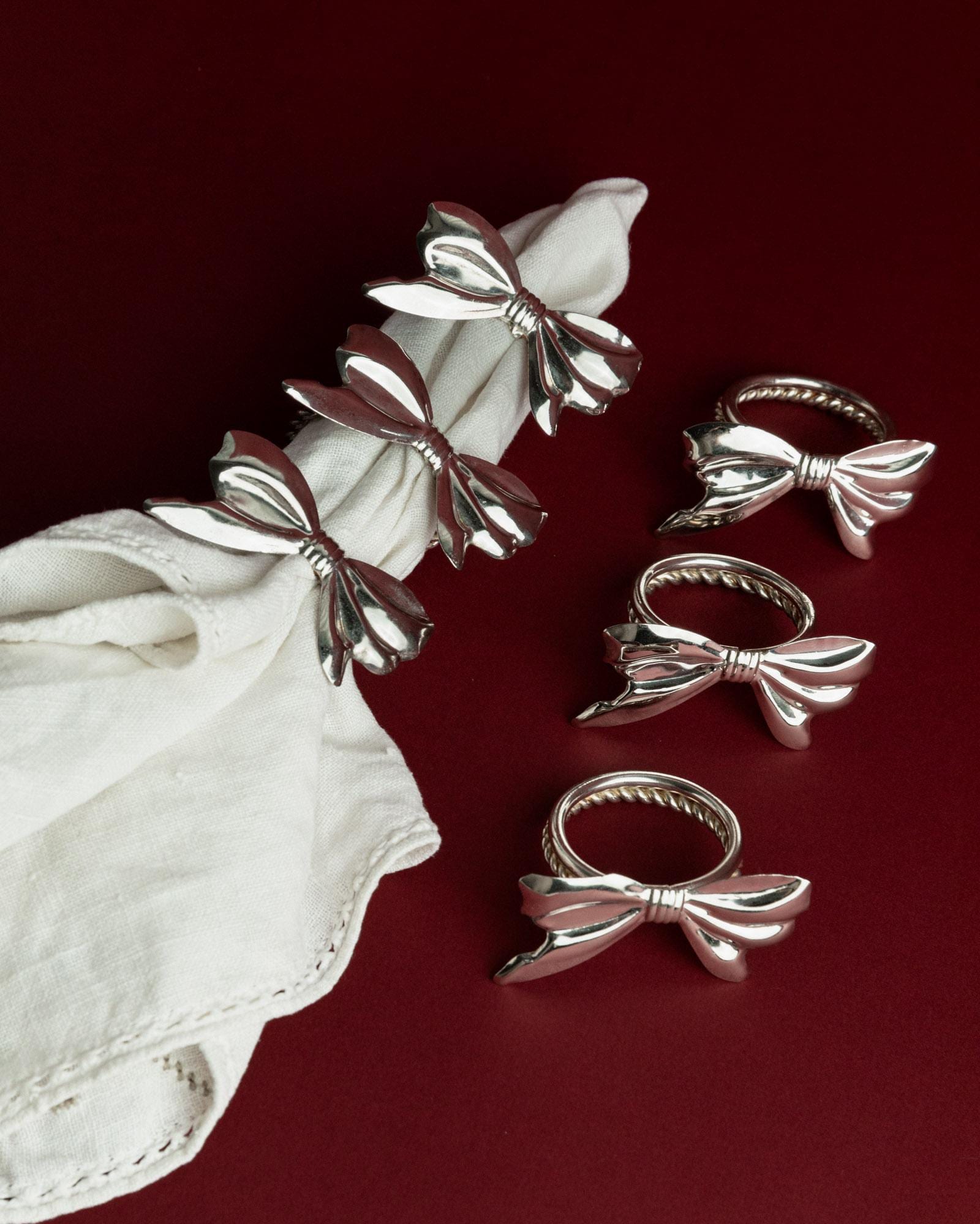 Vintage Serviettenring Ribbon Set von 6