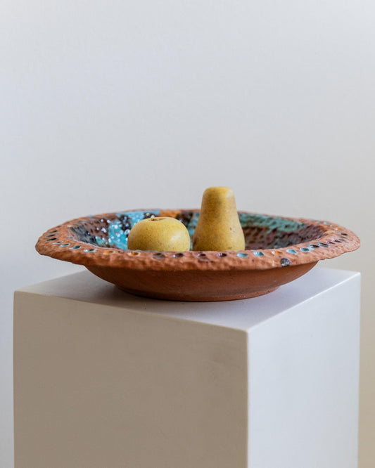 Vintage Studio Keramik Schale, handgefertigt mit farbiger Glasur, 1970er
