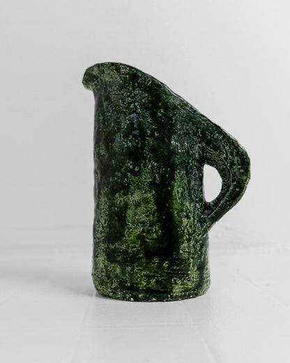 Vintage Studio Pottery Vase mit grüner Glasur und strukturierter Oberfläche, 1970er
