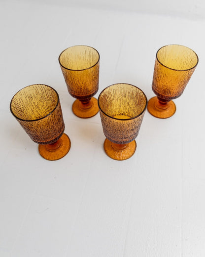 Set von 4 Vintage Weingläser von Timo Sarpaneva für Iittala, Bernsteinfarben