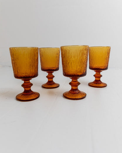 Set von 4 Vintage Weingläser von Timo Sarpaneva für Iittala, Bernsteinfarben