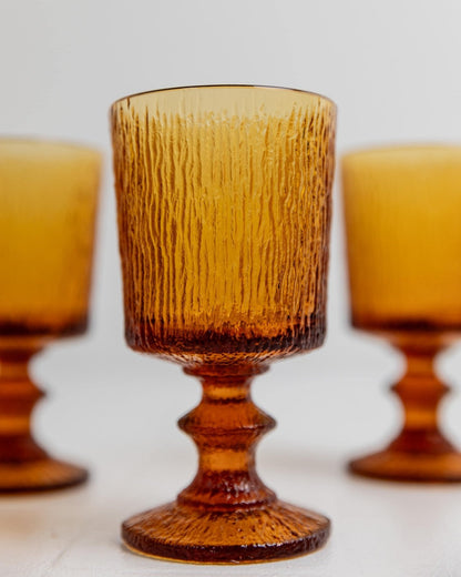 Set von 4 Vintage Weingläser von Timo Sarpaneva für Iittala, Bernsteinfarben