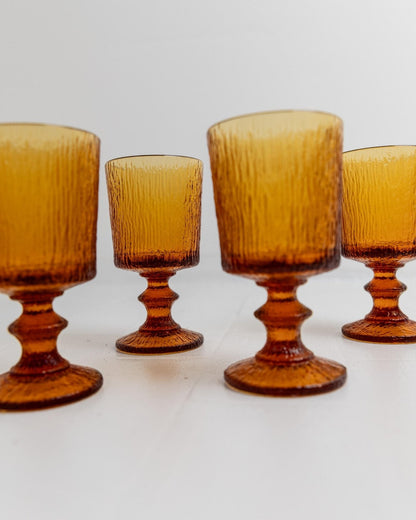 Set von 4 Vintage Weingläser von Timo Sarpaneva für Iittala, Bernsteinfarben