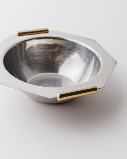Vintage Schale Set von 8 mit goldenen Griffen