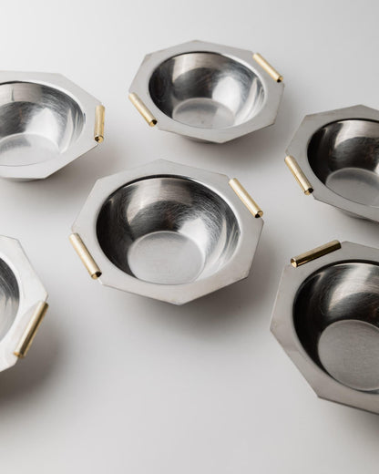 Vintage Schale Set von 8 mit goldenen Griffen