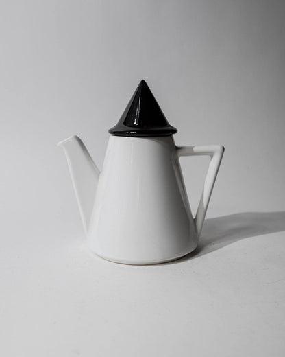 Vintage Keramikkanne Memphis Design Schwarz-Weiß Dreieck