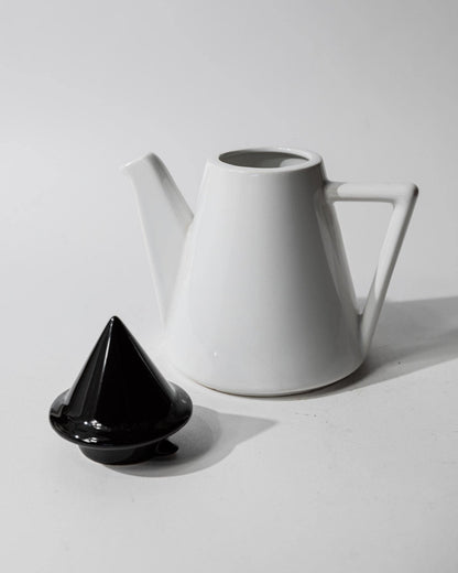 Vintage Keramikkanne Memphis Design Schwarz-Weiß Dreieck