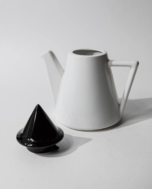 Vintage Keramikkanne Memphis Design Schwarz-Weiß Dreieck