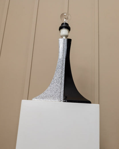 Vintage Lampe schwarz weiß handgemacht Italien Keramik