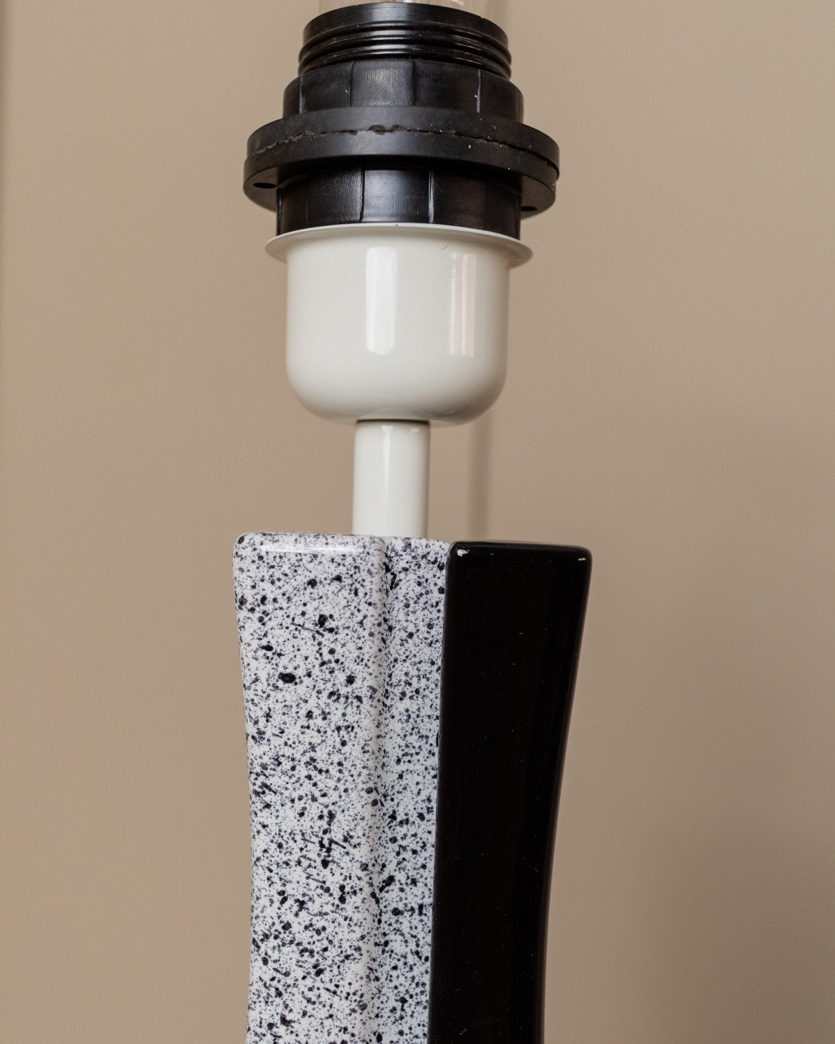 Vintage Lampe schwarz weiß handgemacht Italien Keramik