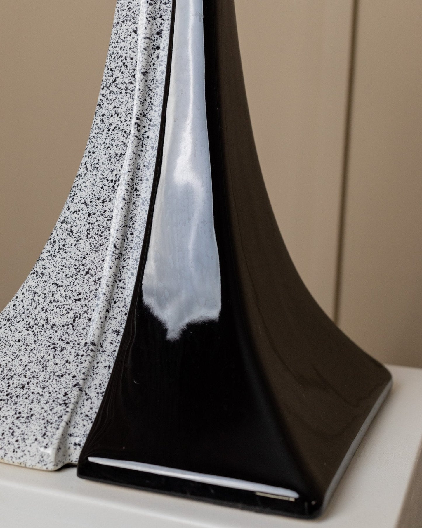 Vintage Lampe schwarz weiß handgemacht Italien Keramik