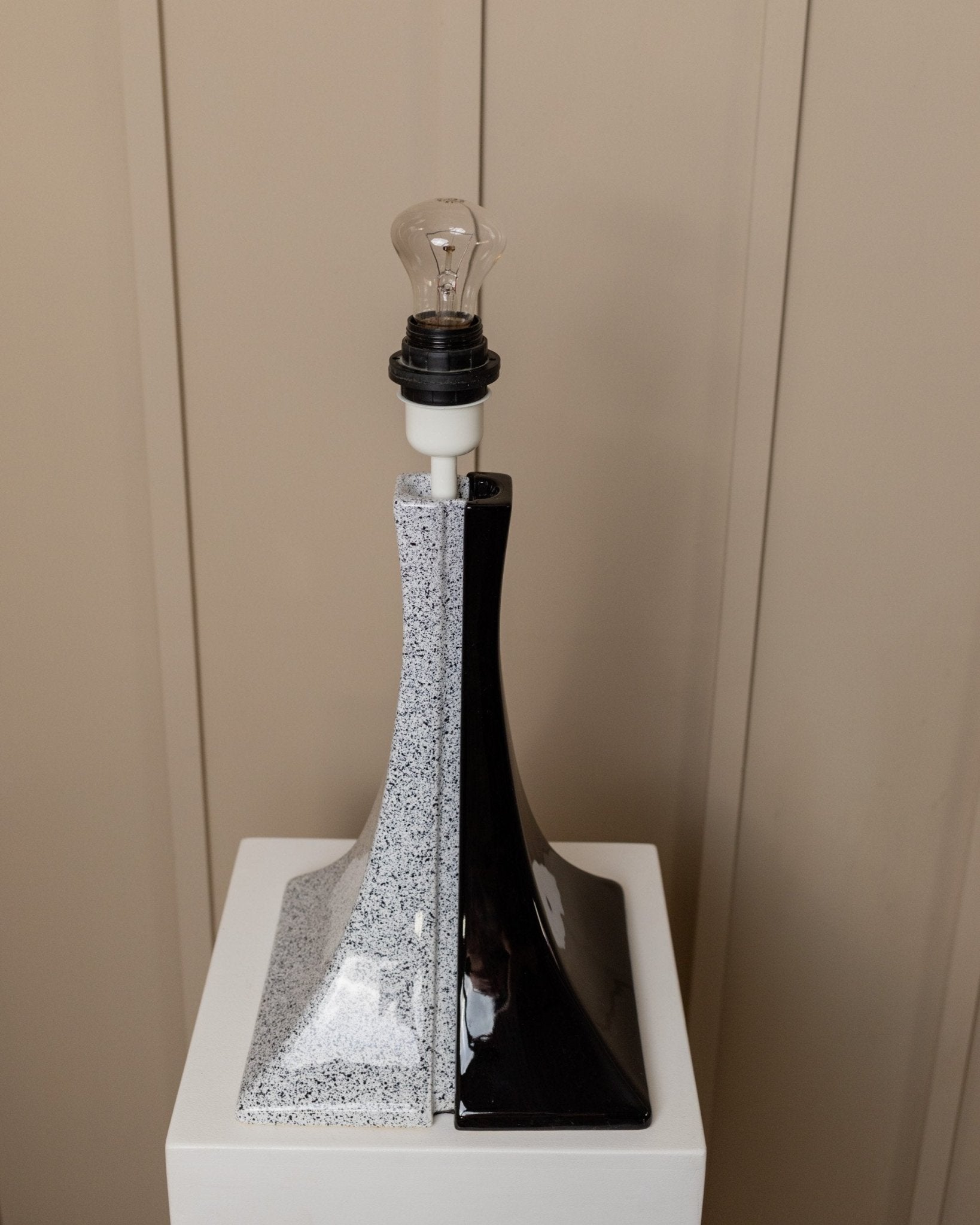 Vintage Lampe schwarz weiß handgemacht Italien Keramik